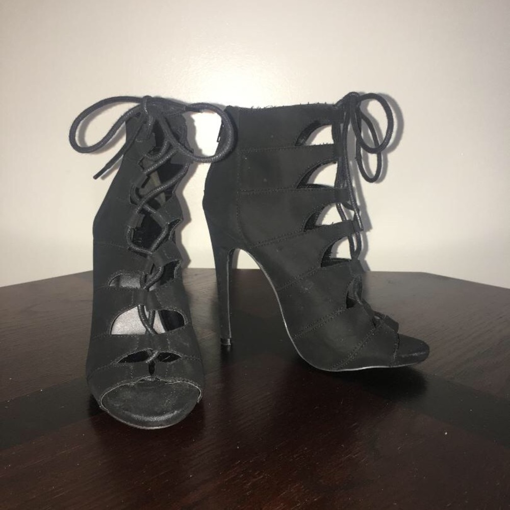 Charlotte Ruse black tie up heels